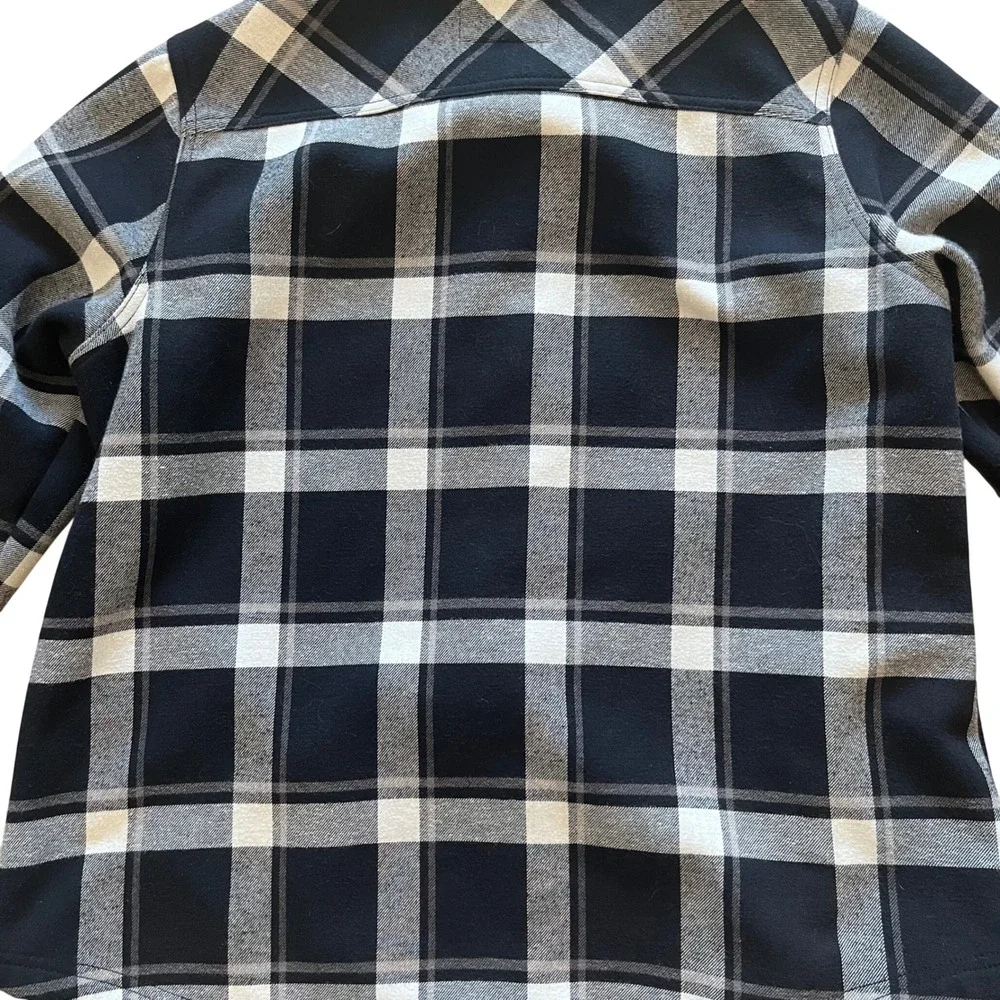 Orvis Classic Collection Fleece Lined Plaid Shirt Jacket Womens XL‎ Black White